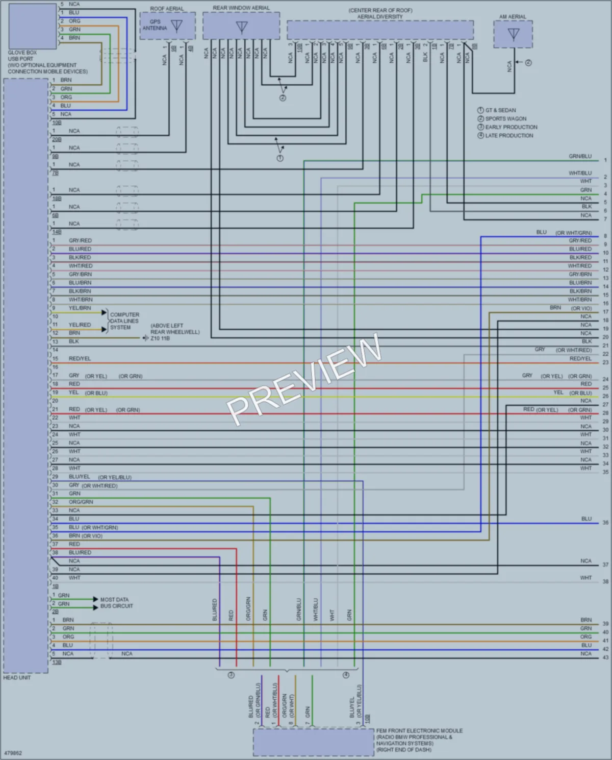 2015 BMW 328d Radio wiring diagram preview