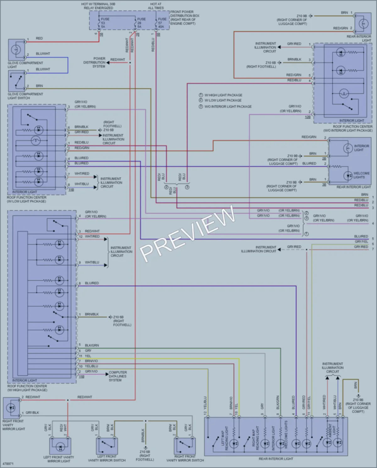2015 BMW 328iGranTurismo Interior Lights wiring diagram preview