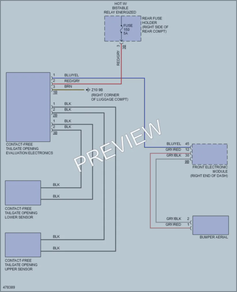 2015 BMW 335i Trunk Tailgate Fuel Door wiring diagram preview