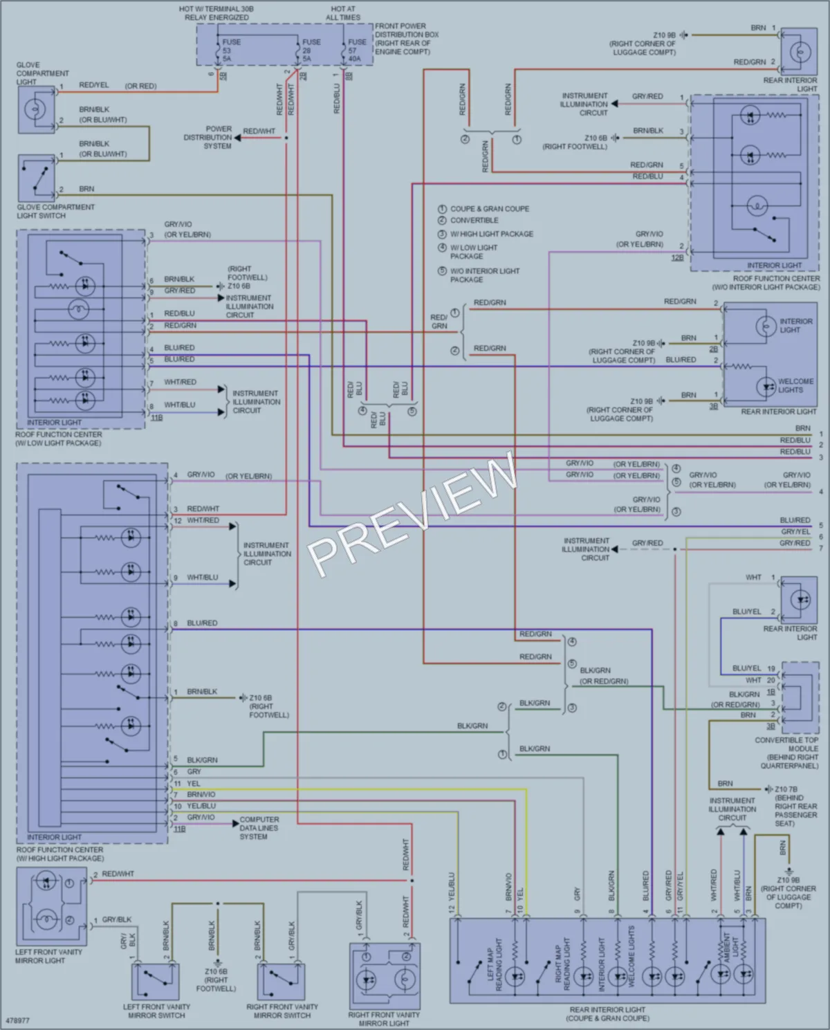 2015 BMW 435i Interior Lights wiring diagram preview