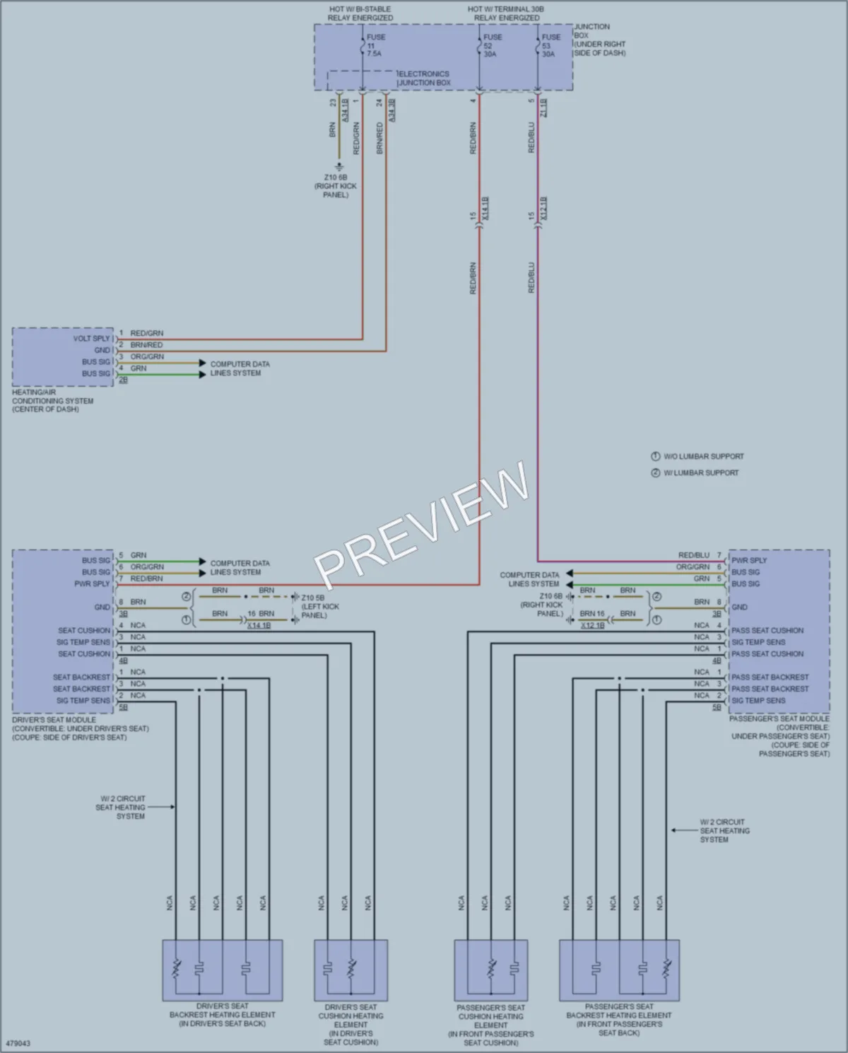 2015 BMW 640i Power Seats wiring diagram preview