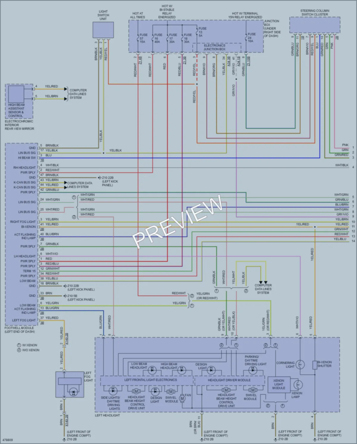 2015 BMW 650iGranCoupe Headlights wiring diagram preview