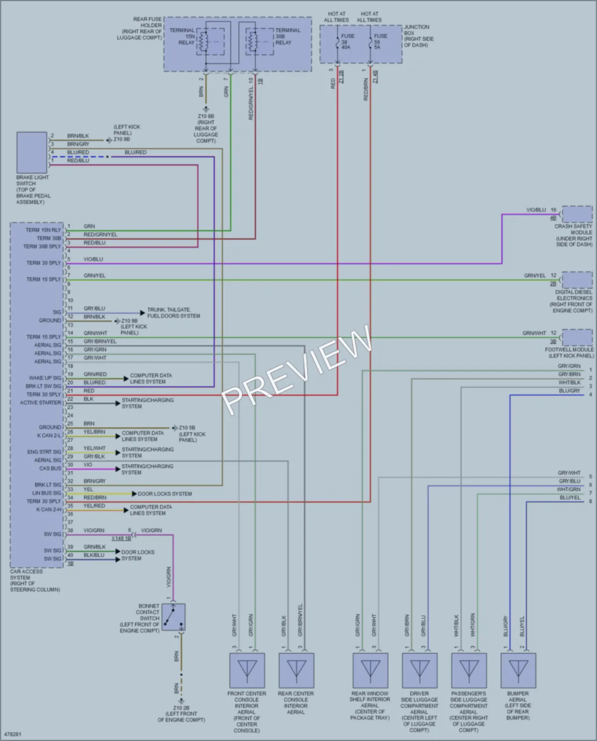 2015 BMW 740Ld Anti Theft wiring diagram preview