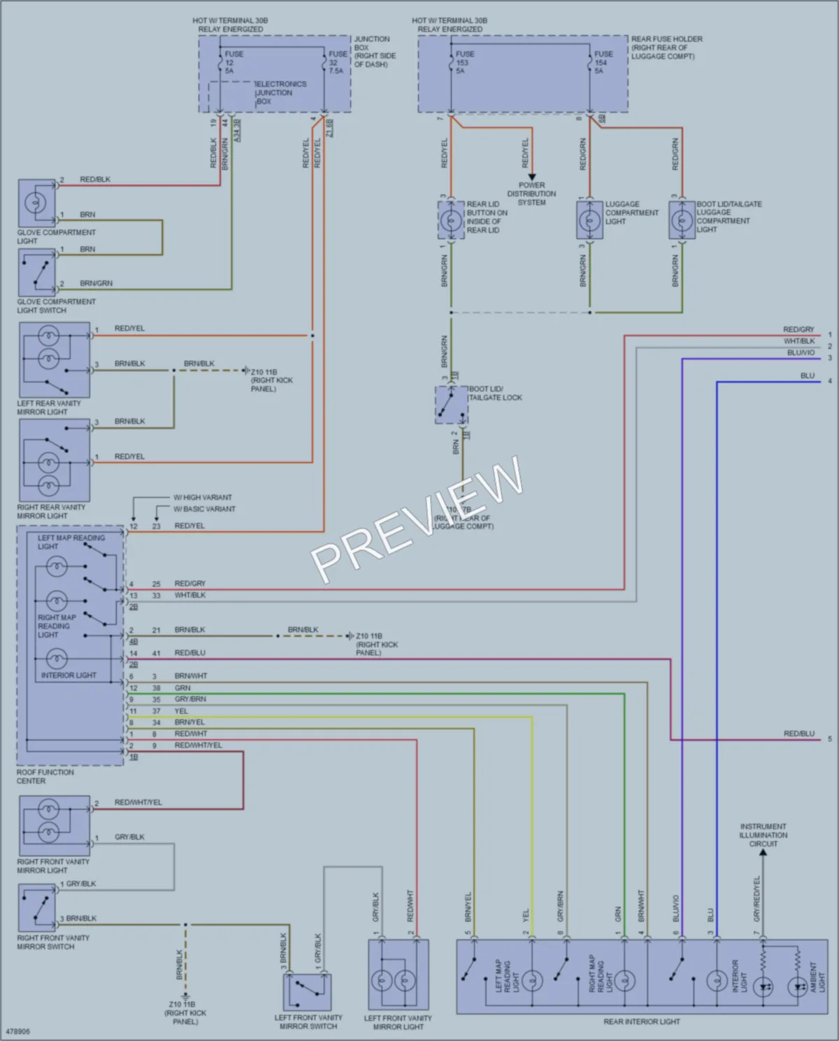 2015 BMW 740Ld Interior Lights wiring diagram preview
