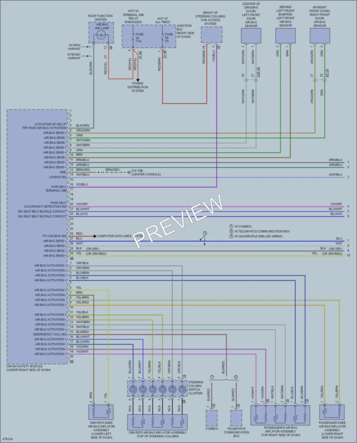 2015 BMW 740Ld Supplemental Restraints wiring diagram preview