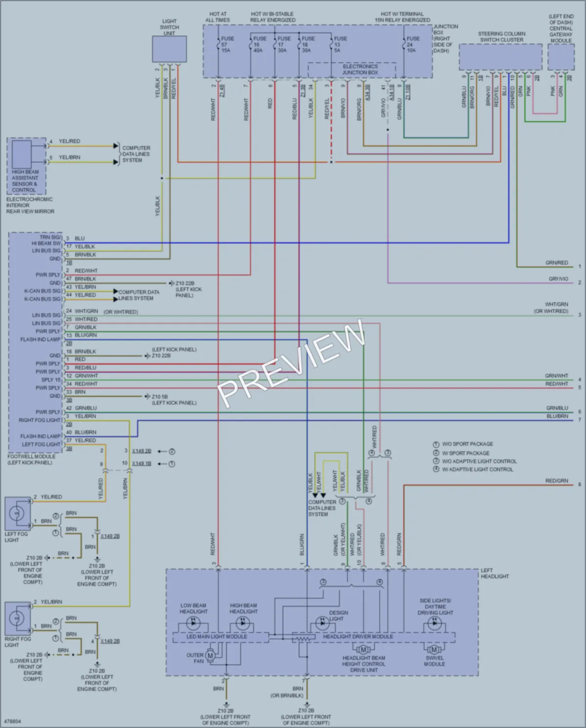 2015 BMW ActiveHybrid5 Headlights wiring diagram preview