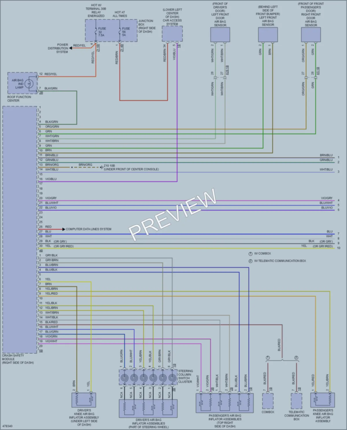 2015 BMW ActiveHybrid5 Supplemental Restraints wiring diagram preview