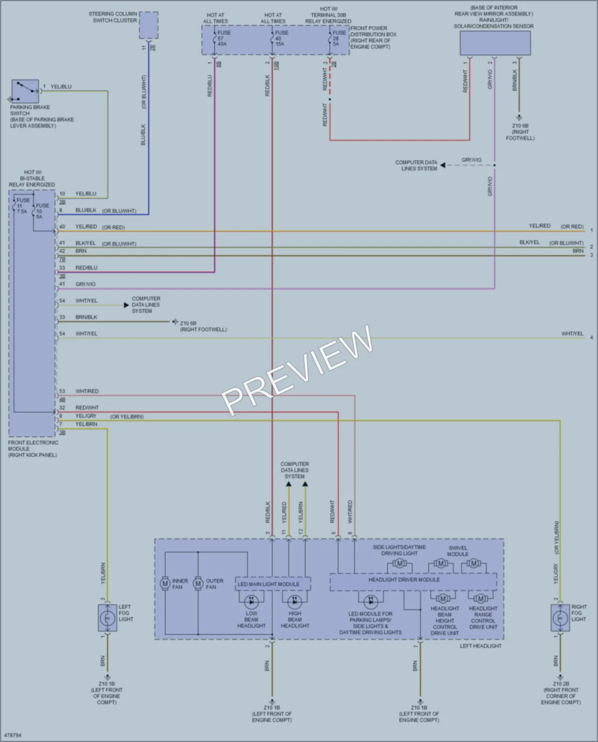 2015 BMW M4 Headlights wiring diagram preview