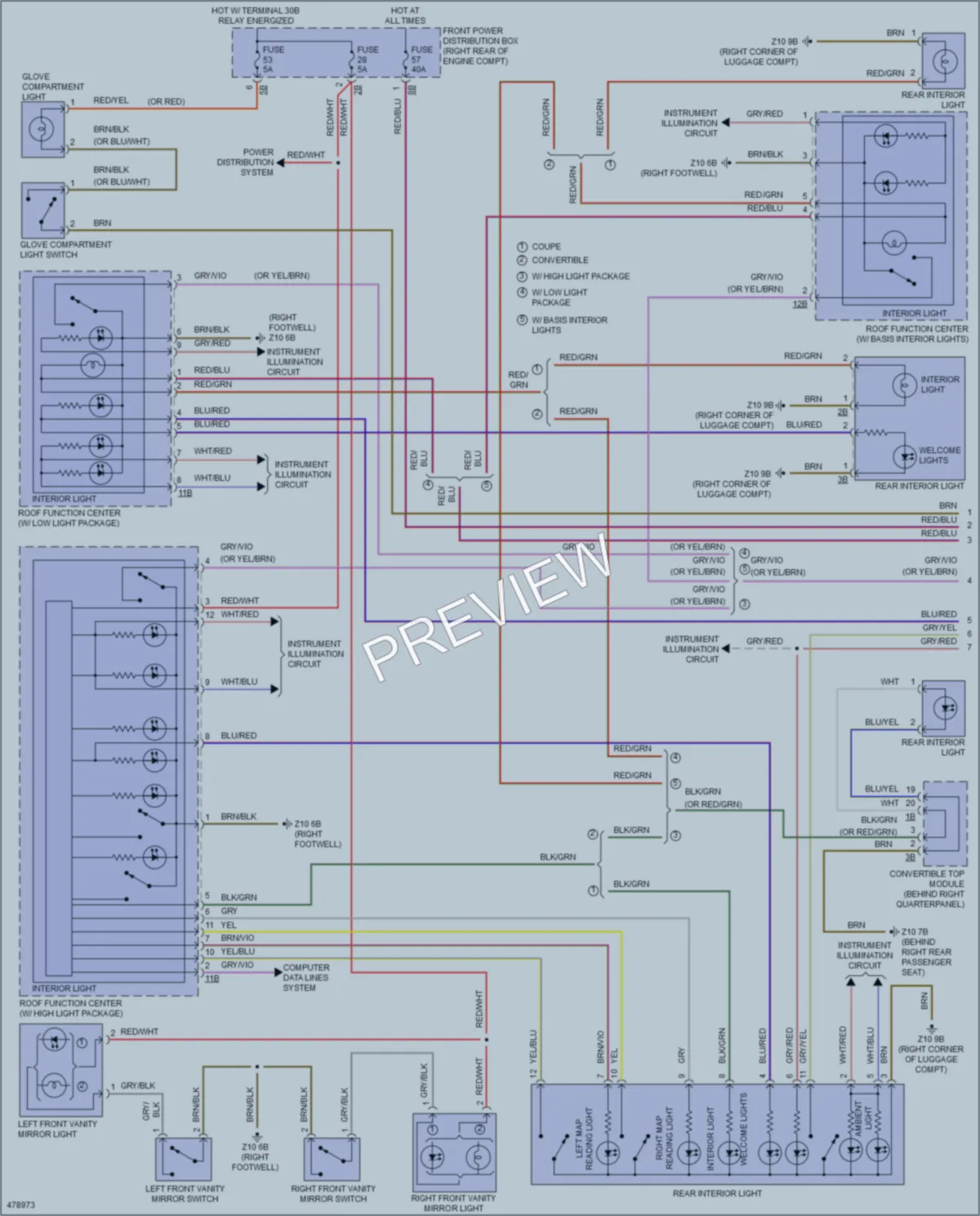 2015 BMW M4 Interior Lights wiring diagram preview