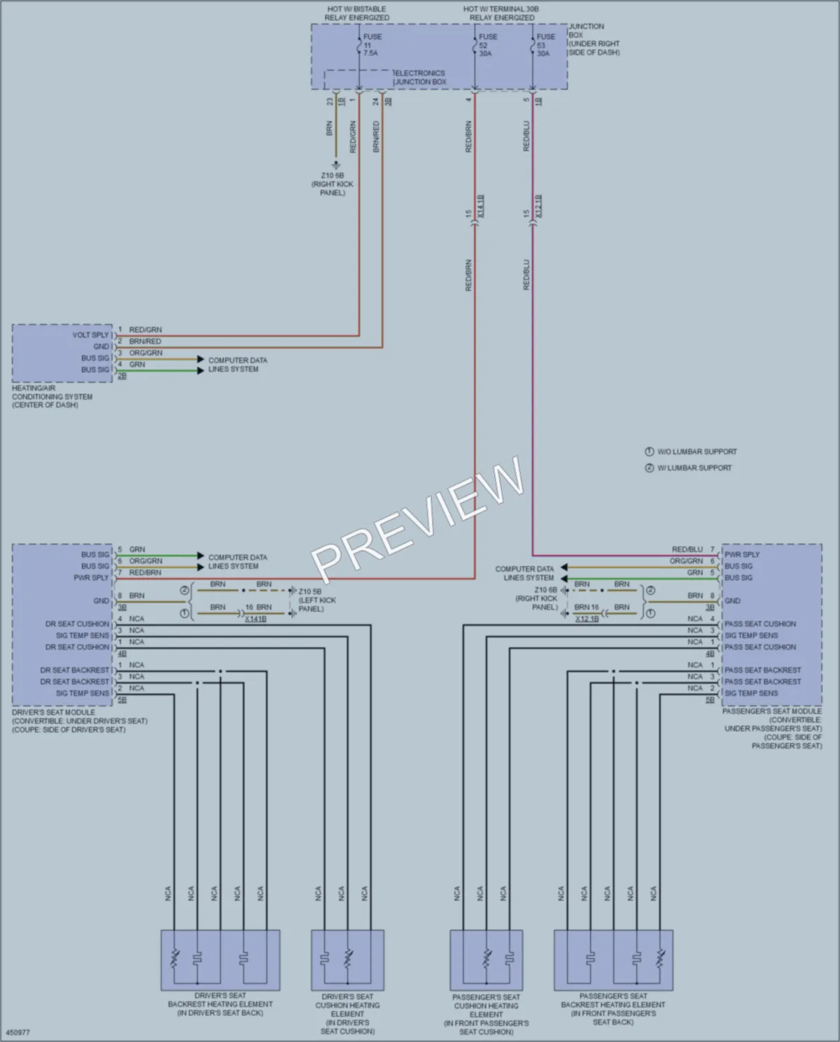 2015 BMW M6 Power Seats wiring diagram preview