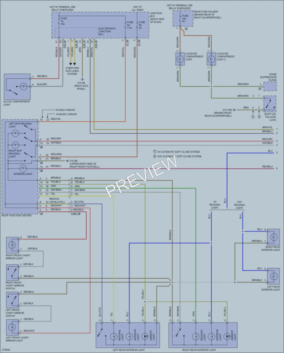 2015 BMW X3 Interior Lights wiring diagram preview