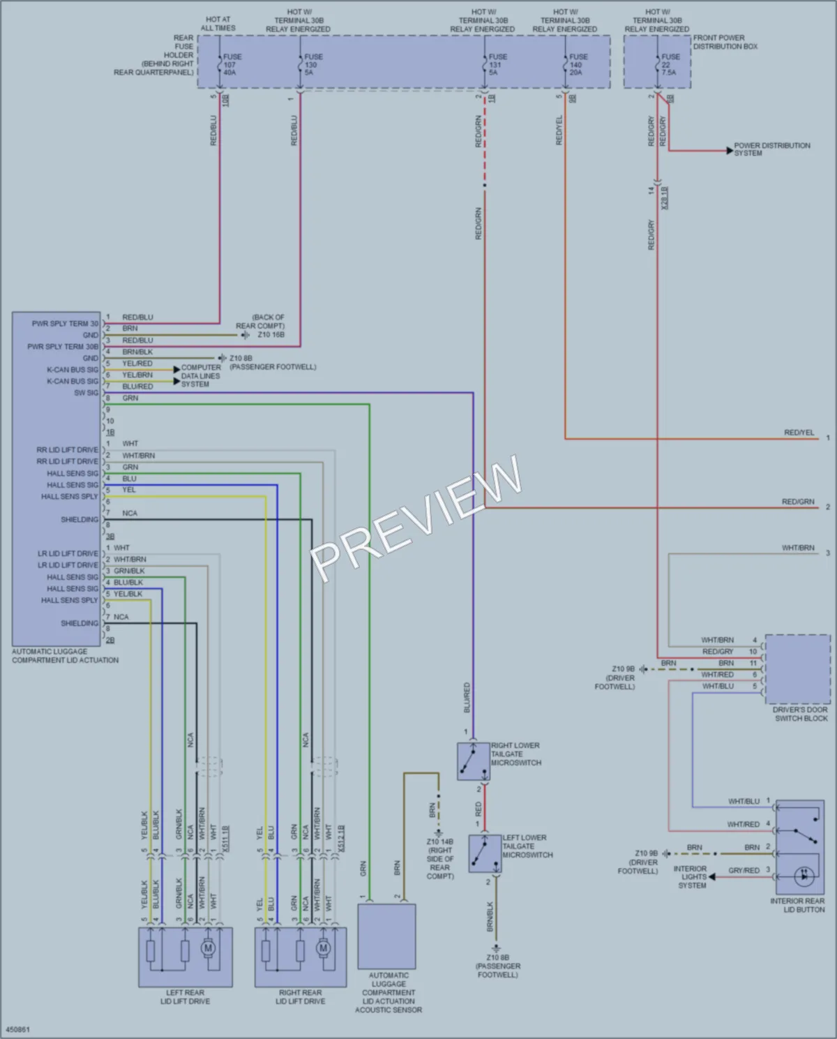 2015 BMW X5 Trunk Tailgate Fuel Door wiring diagram preview
