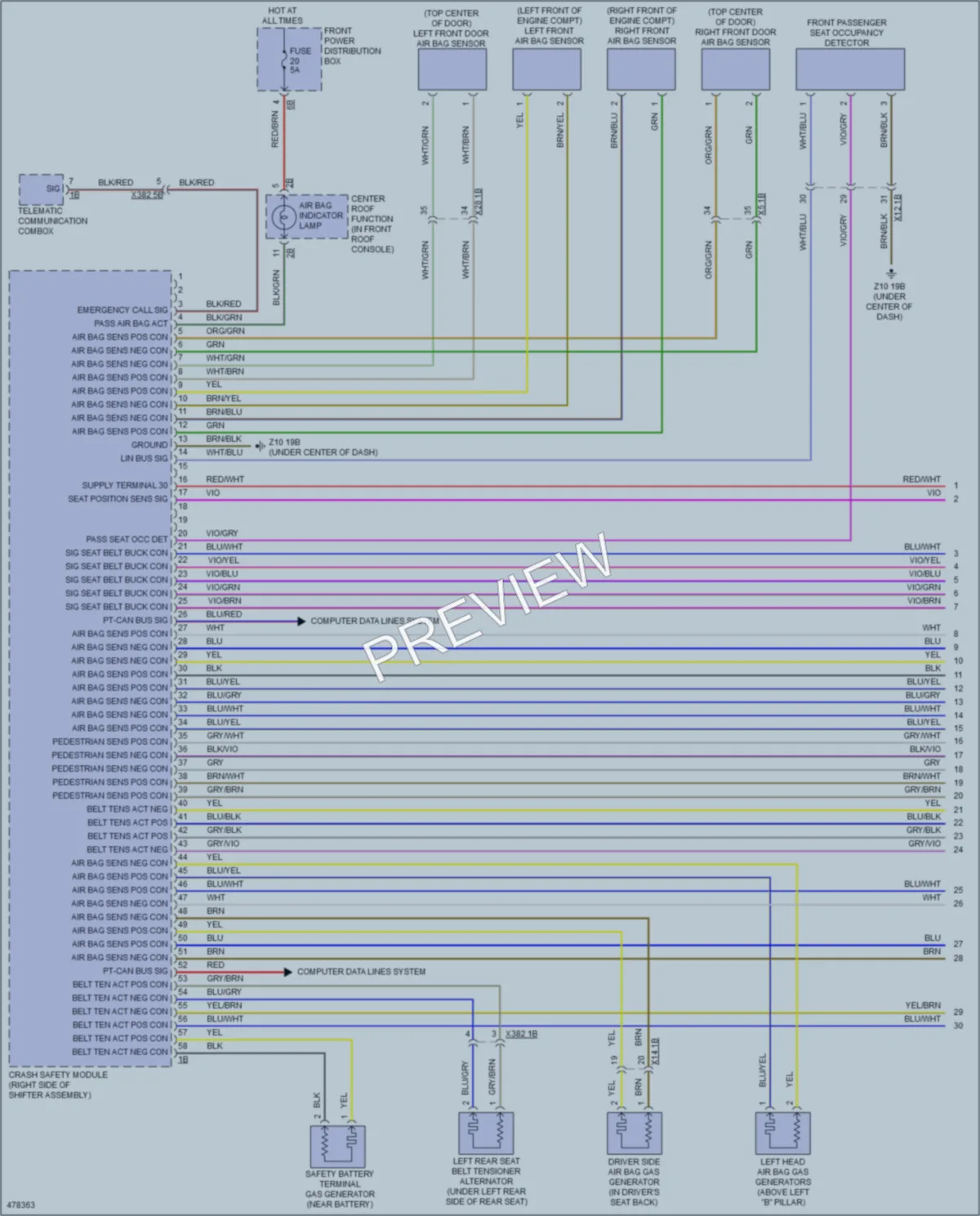2015 BMW X5M Supplemental Restraints wiring diagram preview