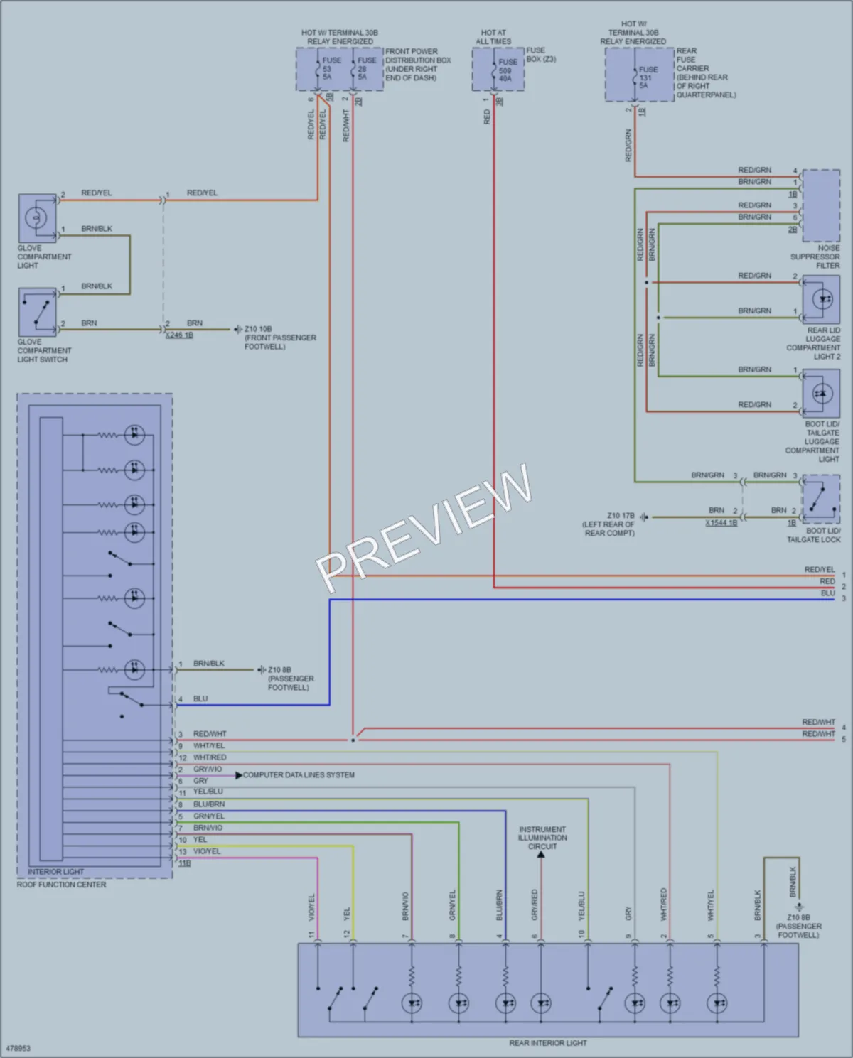 2015 BMW X6 Interior Lights wiring diagram preview