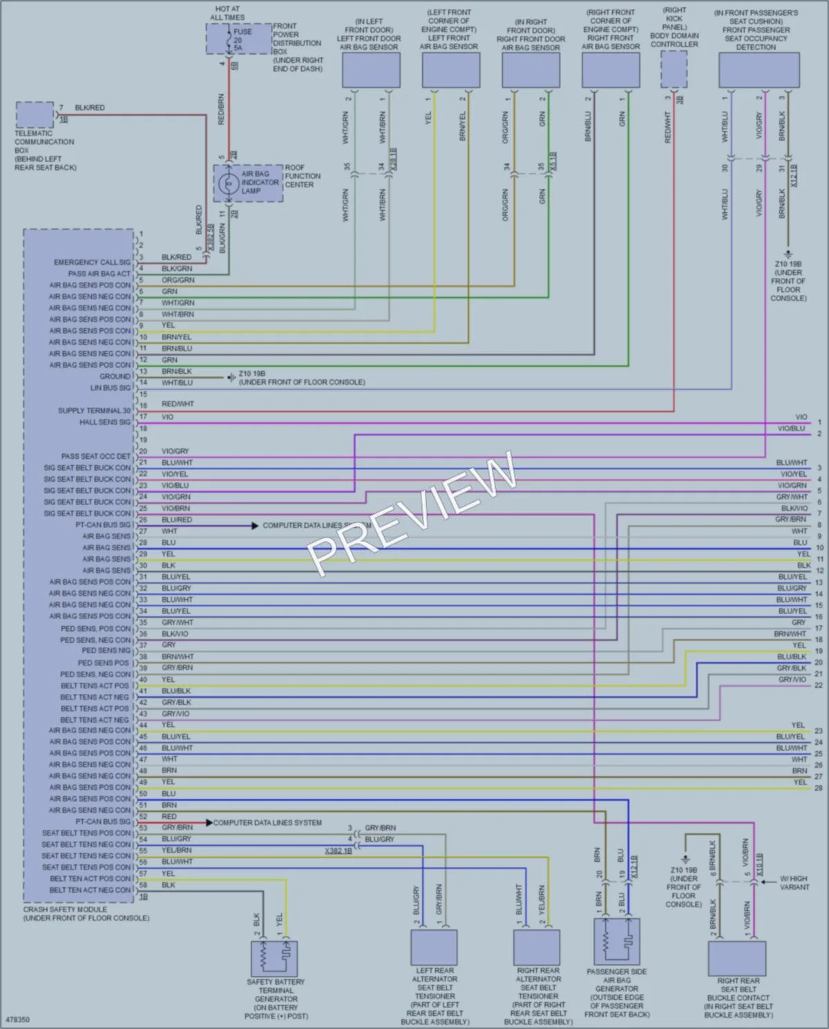 2015 BMW X6 Supplemental Restraints wiring diagram preview