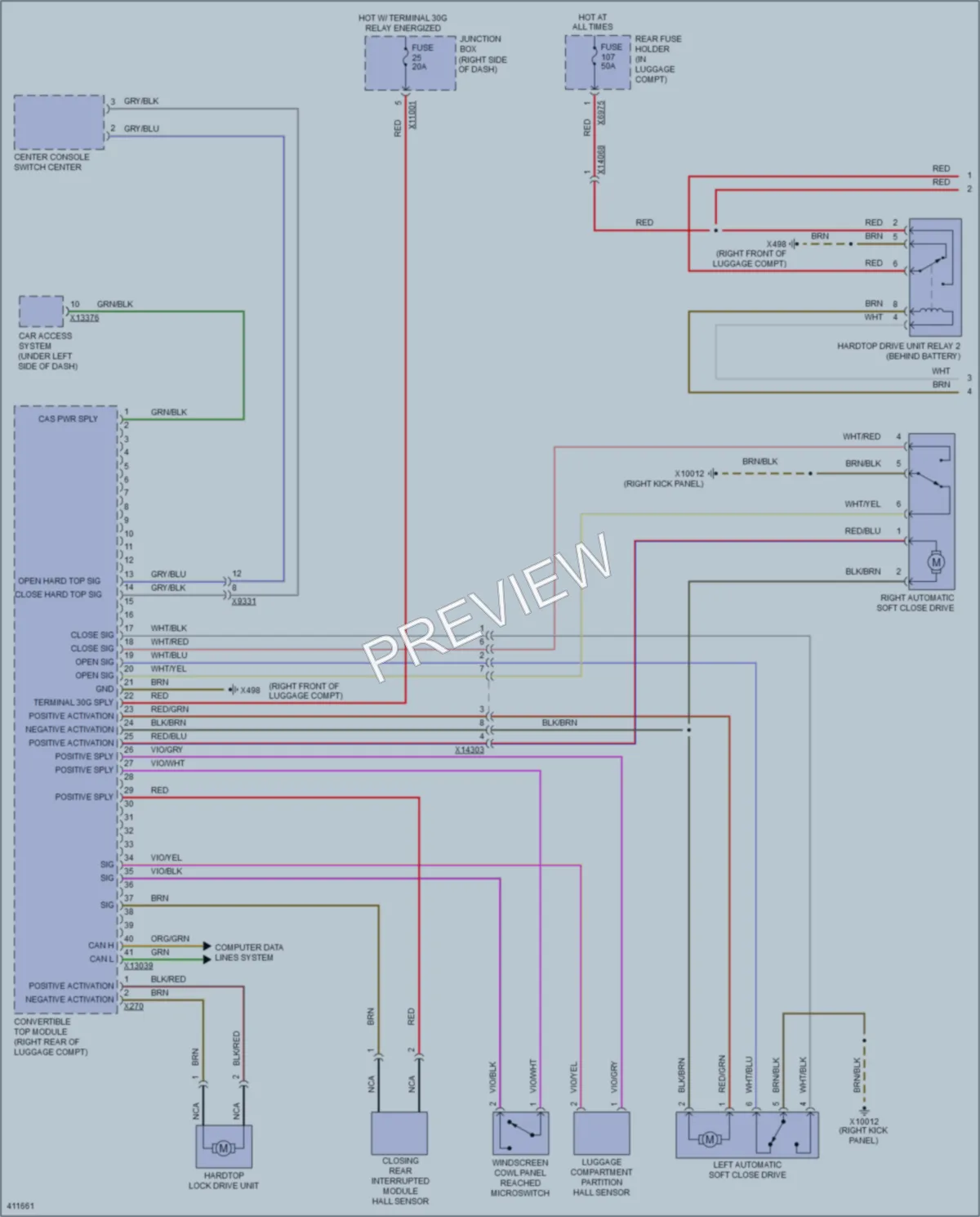 2015 BMW Z4 Power Top Sunroof wiring diagram preview