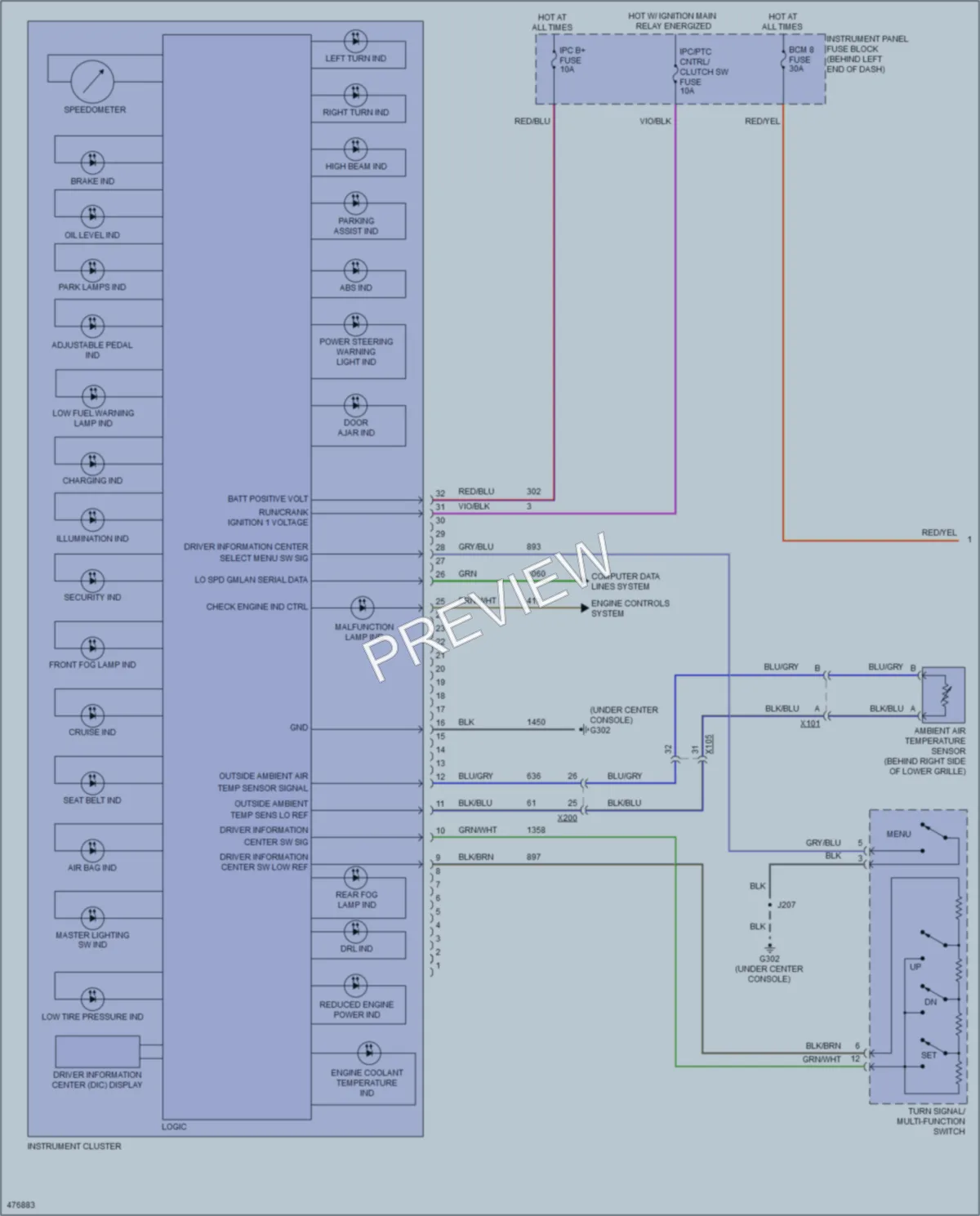 2015 Buick Encore Instrument Cluster wiring diagram preview