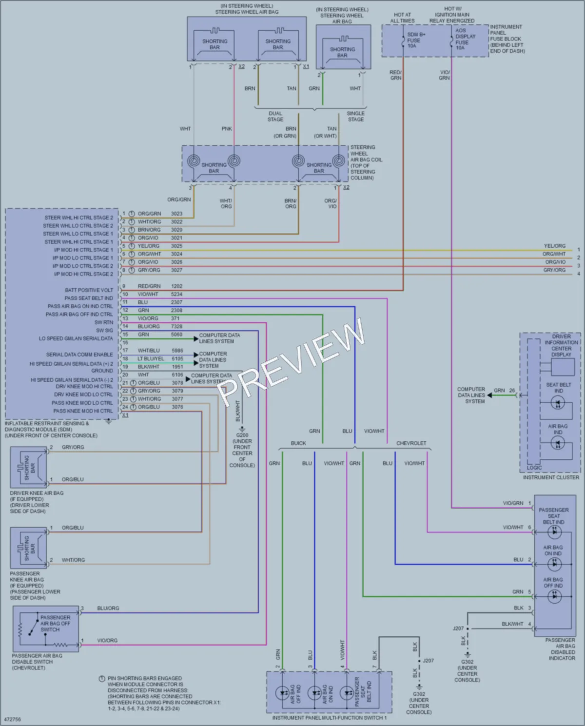 2015 Buick Encore Supplemental Restraints wiring diagram preview
