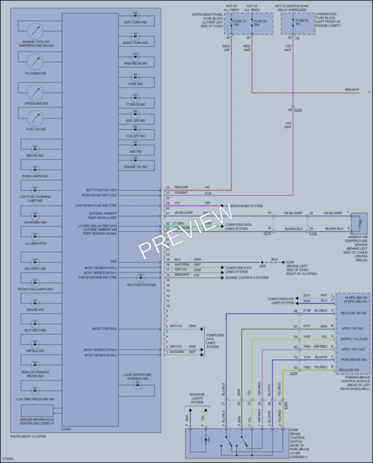 2015 Buick Regal Instrument Cluster wiring diagram preview