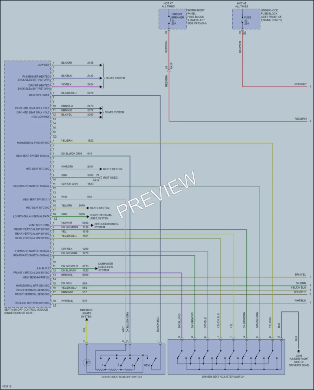 2015 Buick Regal Memory Systems wiring diagram preview
