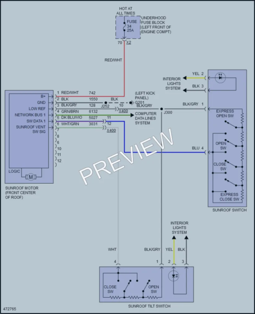 2015 Buick Regal Power Top Sunroof wiring diagram preview