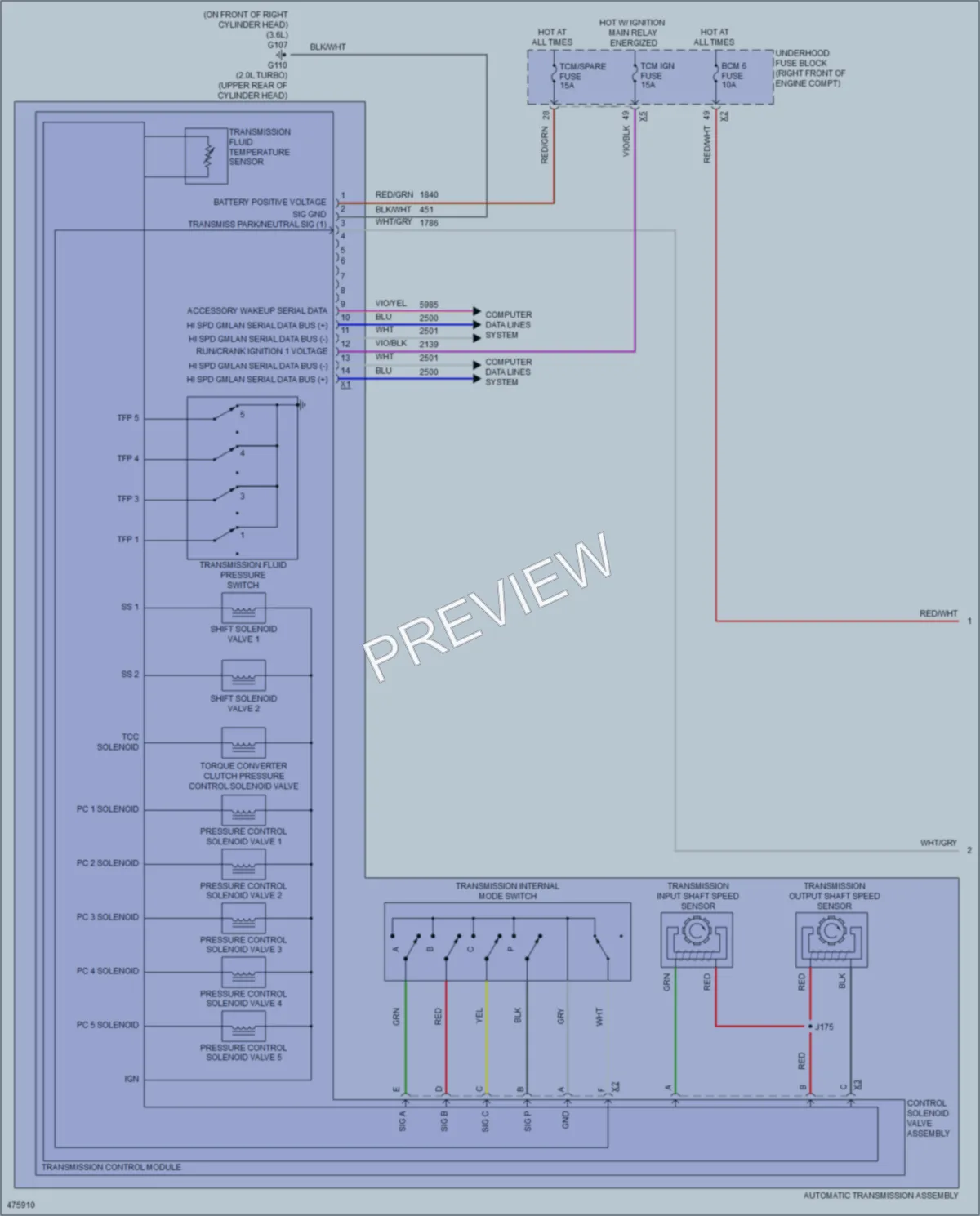 2015 Cadillac ATS Transmission wiring diagram preview