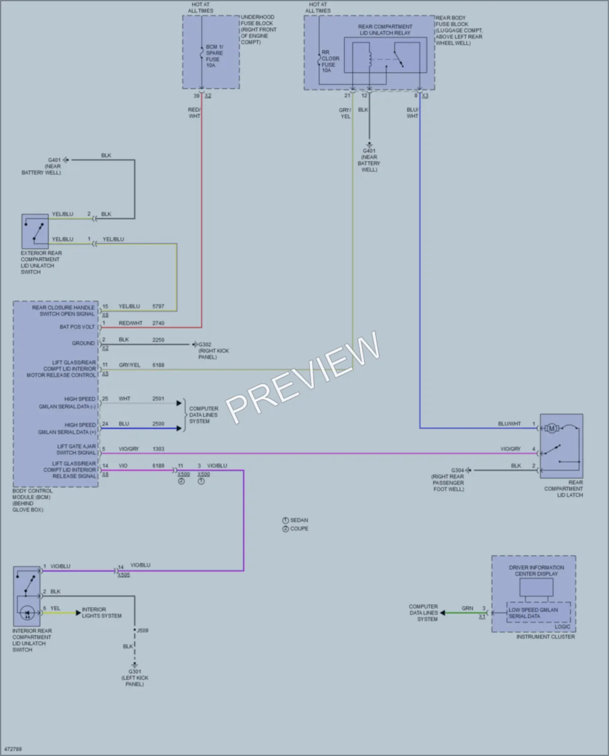 2015 Cadillac ATS Trunk Tailgate Fuel Door wiring diagram preview