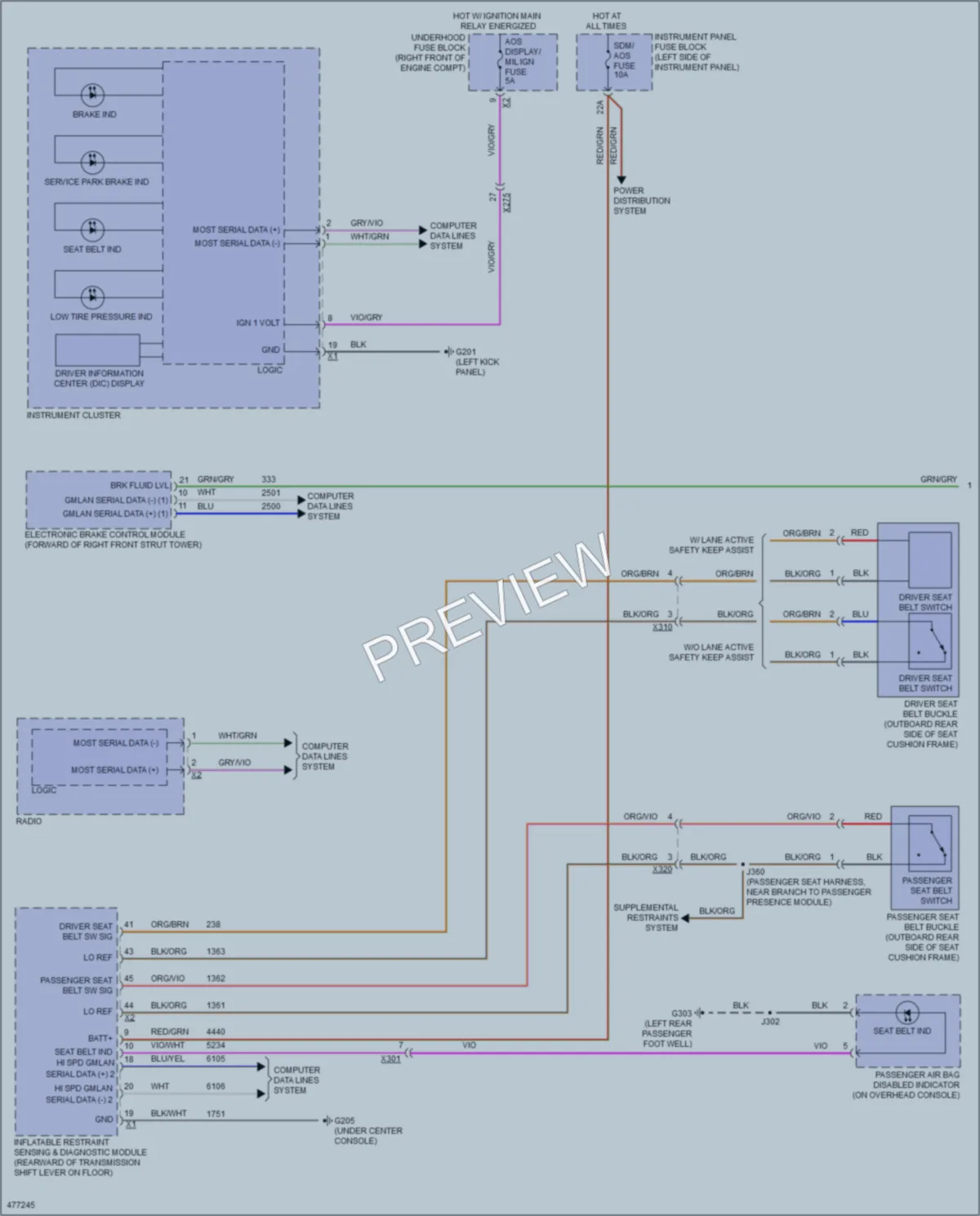 2015 Cadillac ATS Warning Systems wiring diagram preview