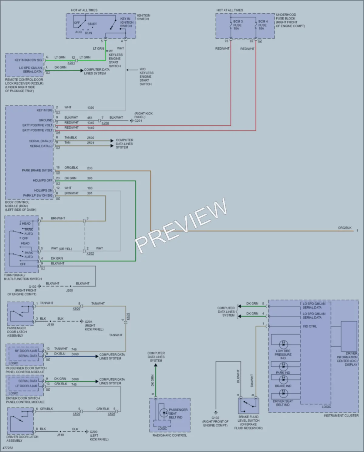 2015 Cadillac CTS Warning Systems wiring diagram preview