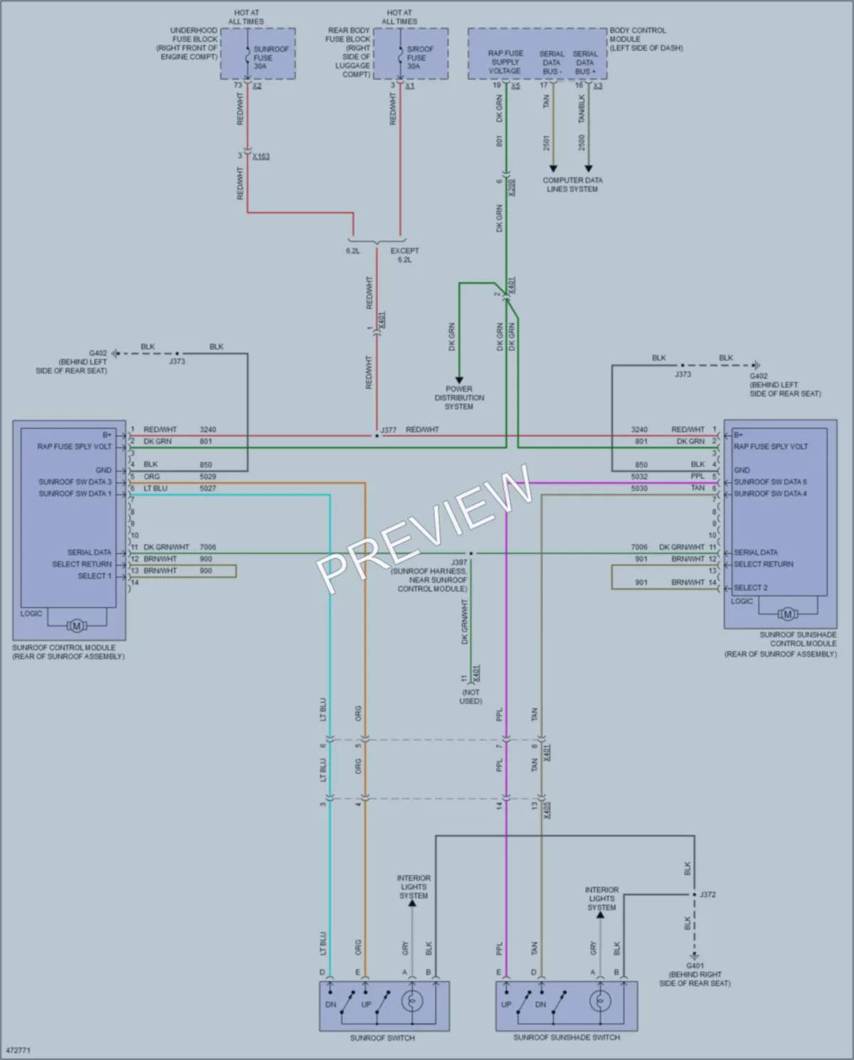 2015 Cadillac CTSV Power Top Sunroof wiring diagram preview