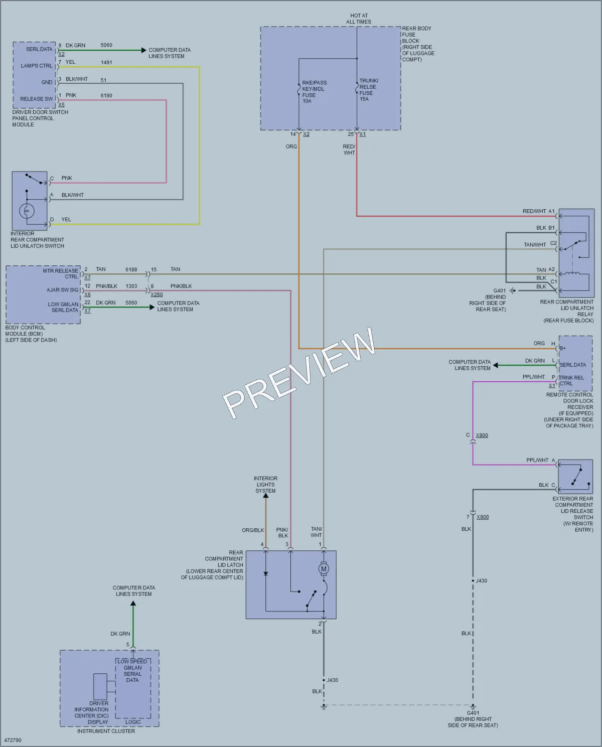 2015 Cadillac CTSV Trunk Tailgate Fuel Door wiring diagram preview