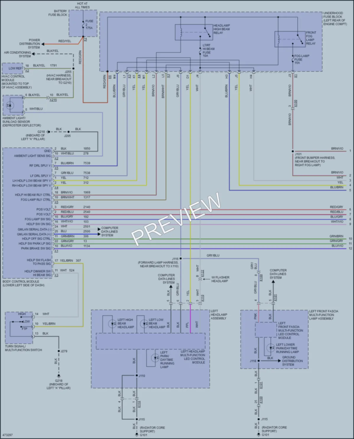 2015 Cadillac Escalade Headlights wiring diagram preview