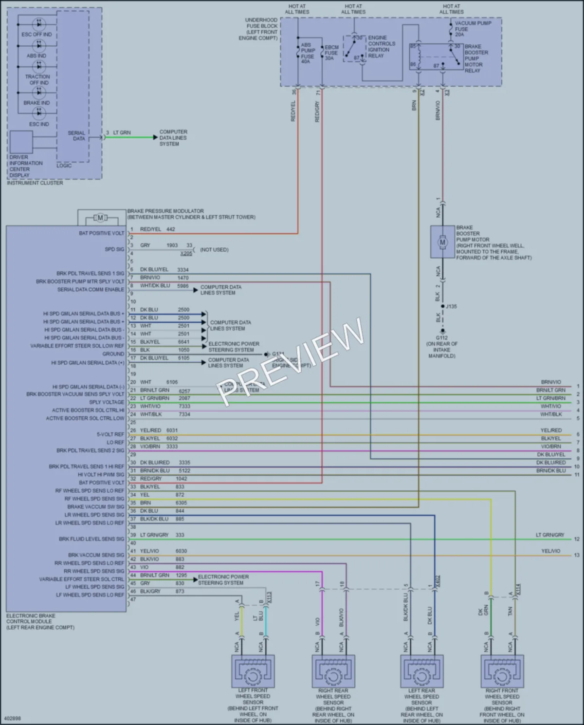 2015 Cadillac SRX Anti Lock Brakes wiring diagram preview