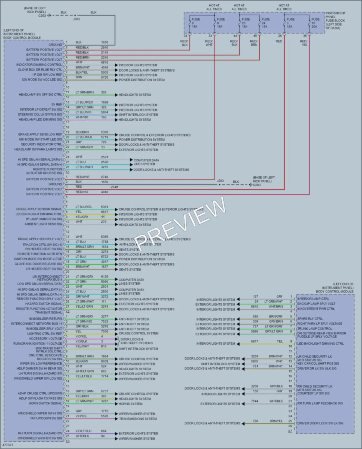 2015 Cadillac XTS Body Control Modules wiring diagram preview