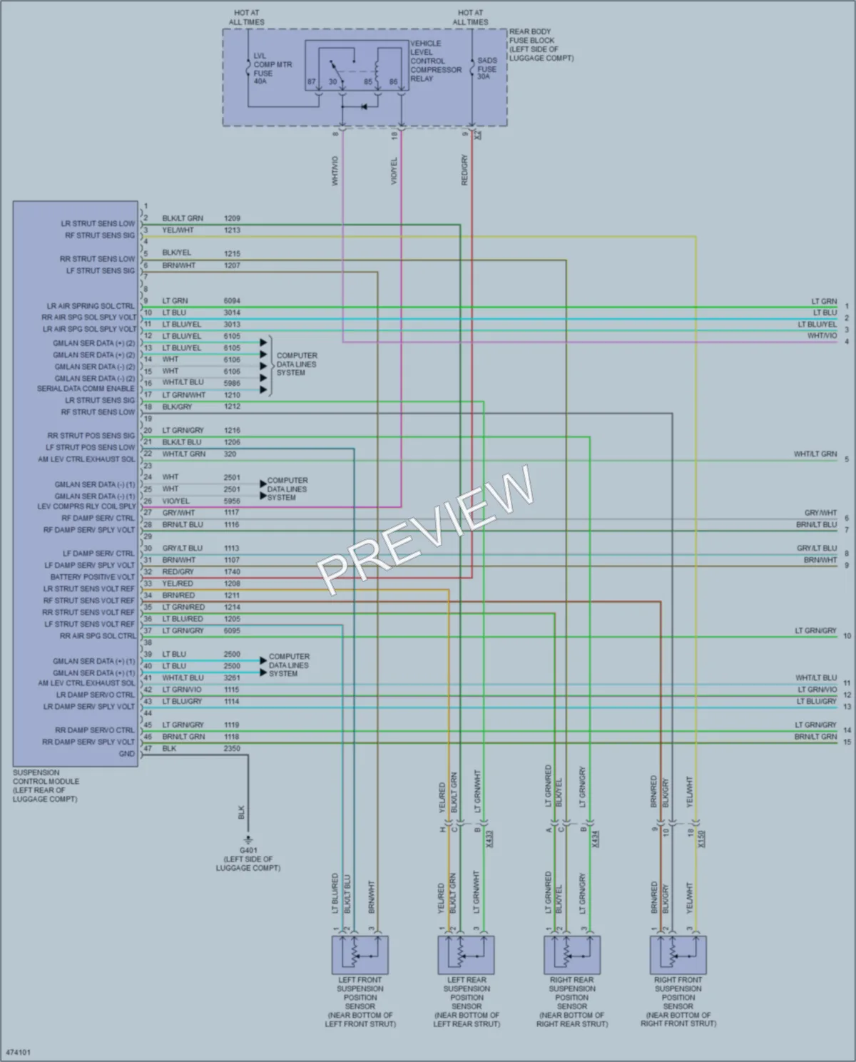 2015 Cadillac XTS Electronic Suspension wiring diagram preview