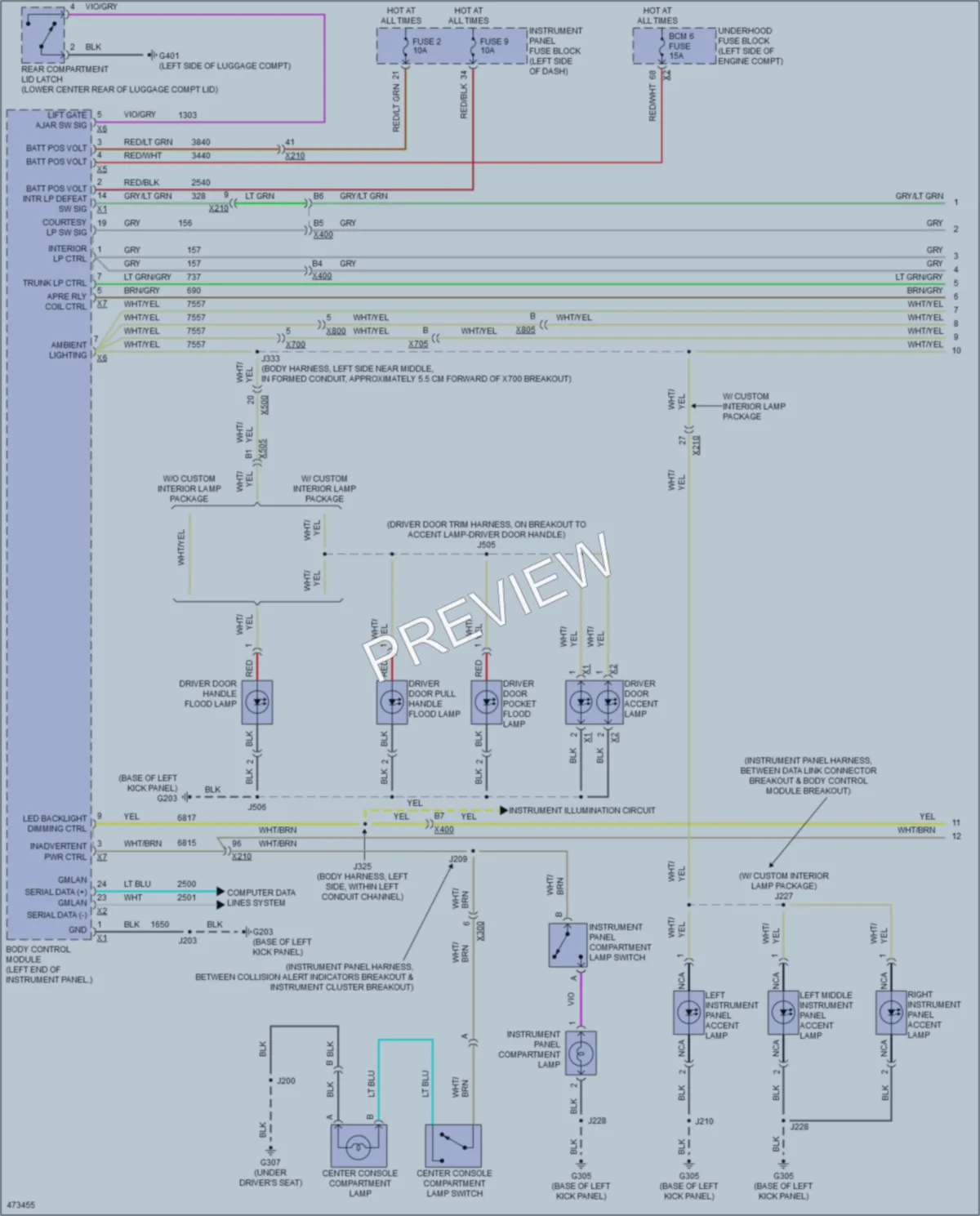 2015 Cadillac XTS Interior Lights wiring diagram preview
