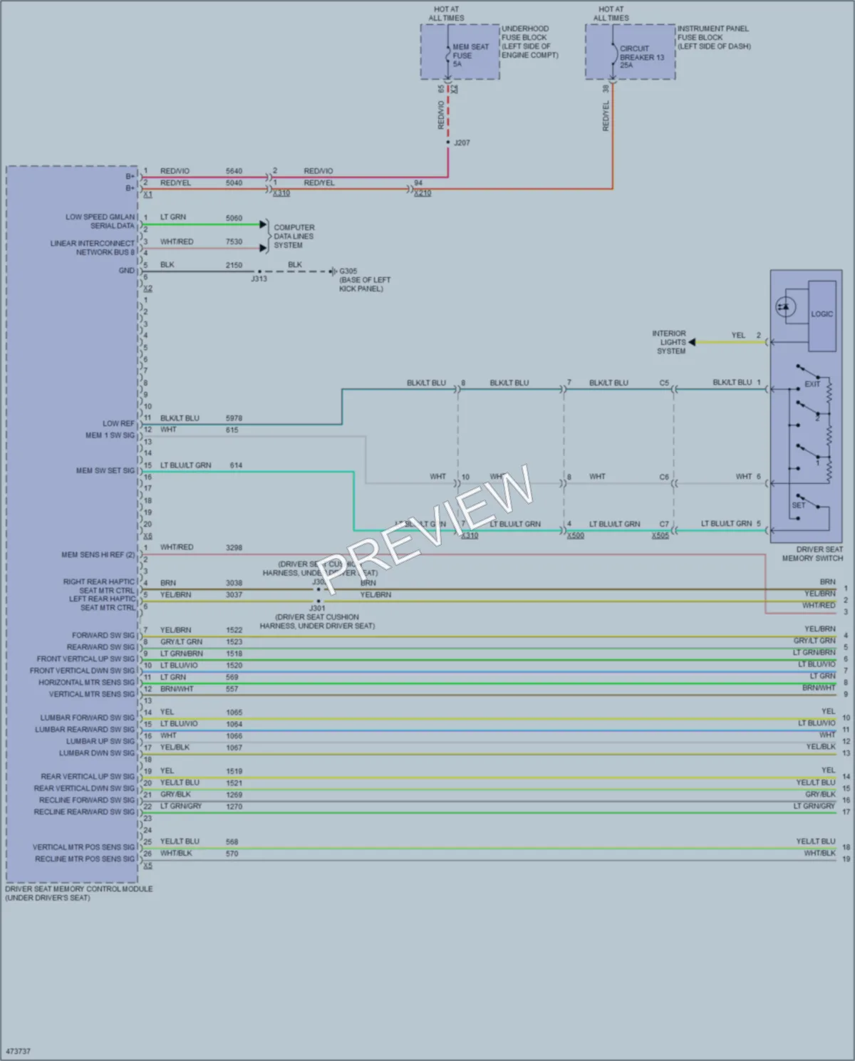 2015 Cadillac XTS Memory Systems wiring diagram preview