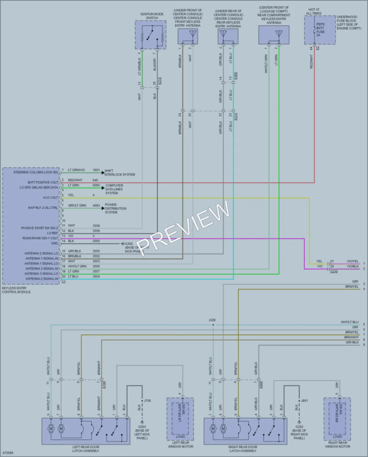 2015 Cadillac XTS Power Door Locks wiring diagram preview