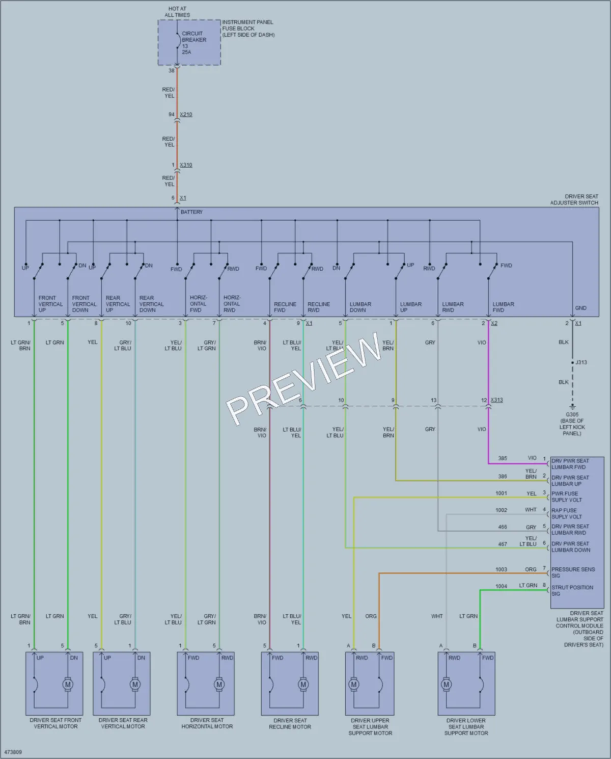 2015 Cadillac XTS Power Seats wiring diagram preview