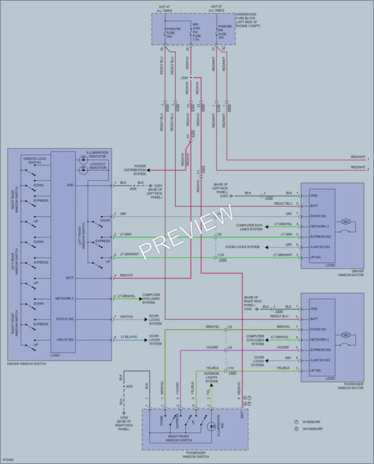 2015 Cadillac XTS Power Windows wiring diagram preview