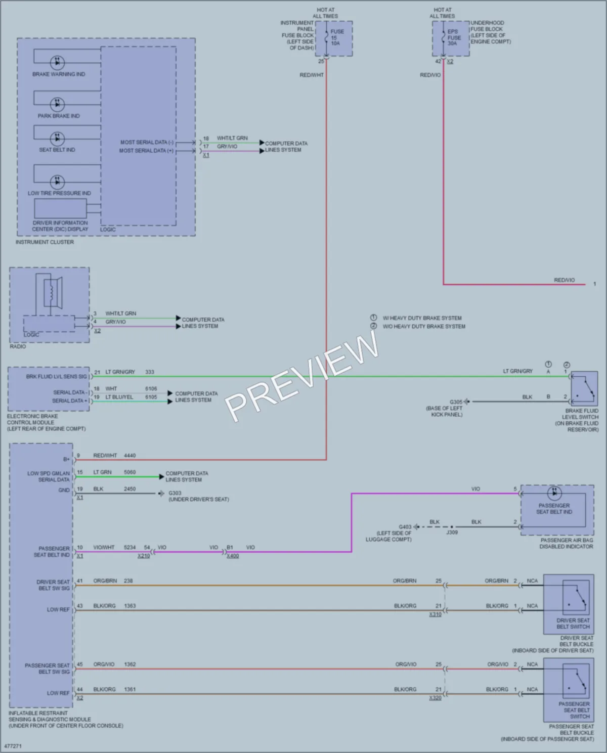 2015 Cadillac XTS Warning Systems wiring diagram preview