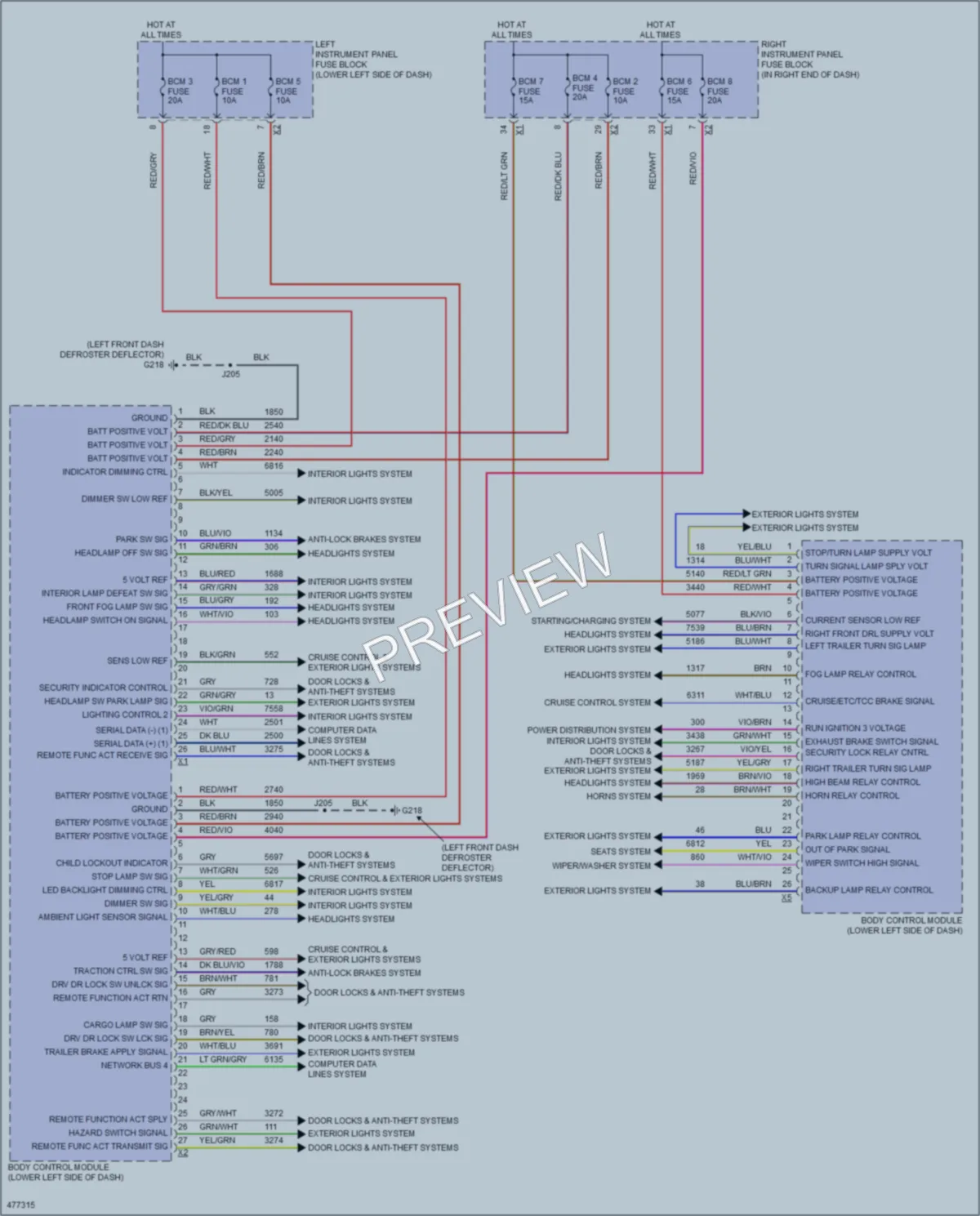 2015 Chevrolet 2500HDSilverado Body Control Modules wiring diagram preview