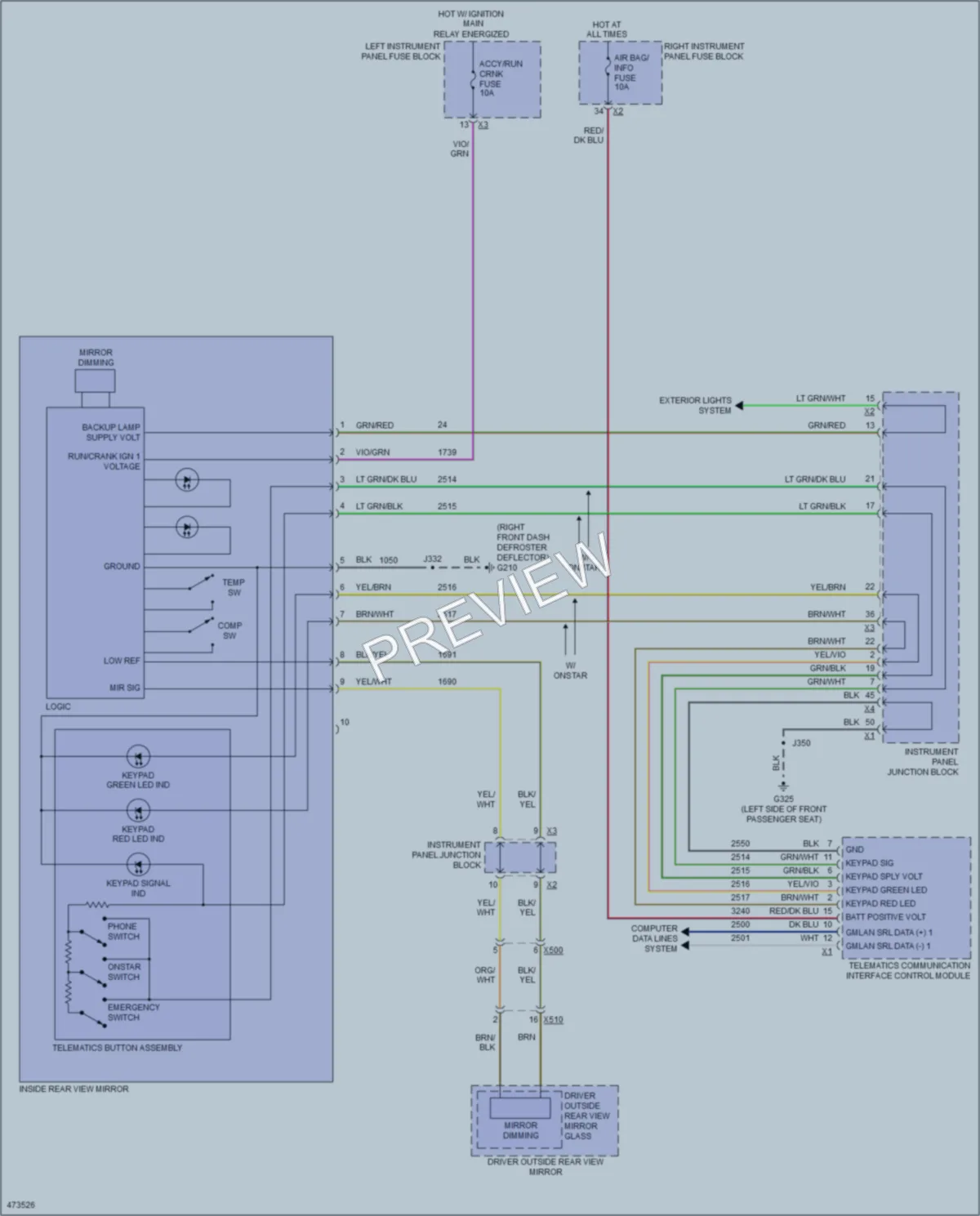 2015 Chevrolet 2500HDSilverado Power Mirrors wiring diagram preview