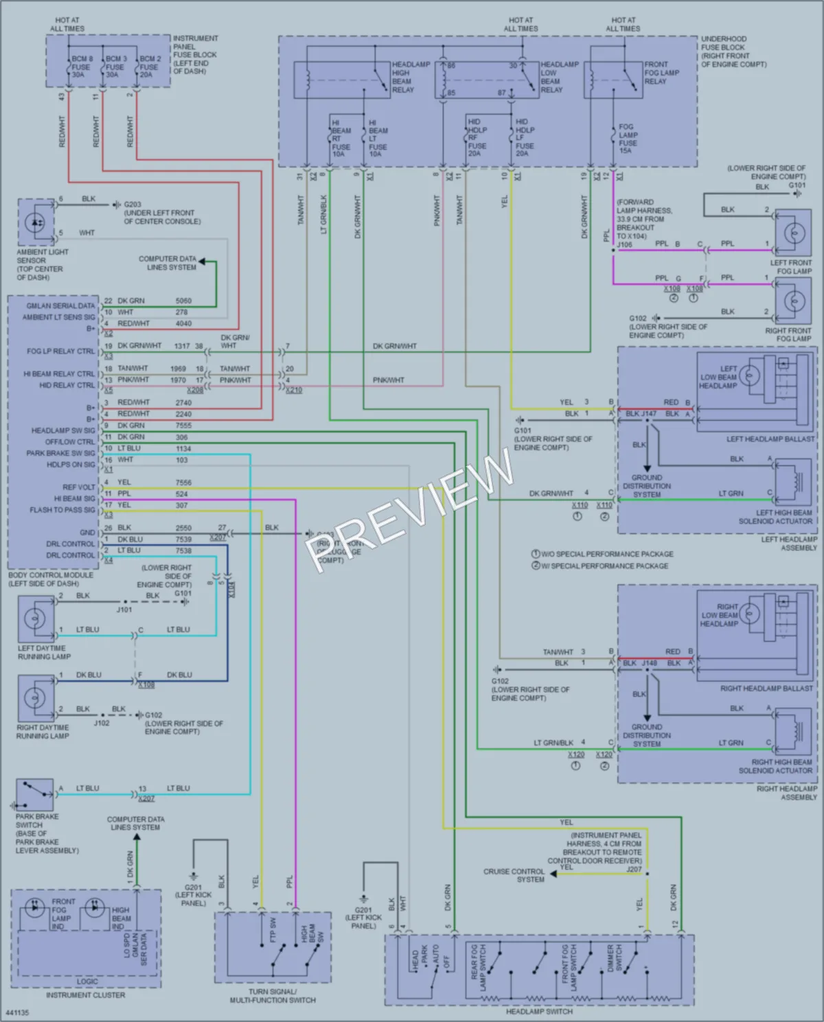 2015 Chevrolet Camaro Headlights wiring diagram preview