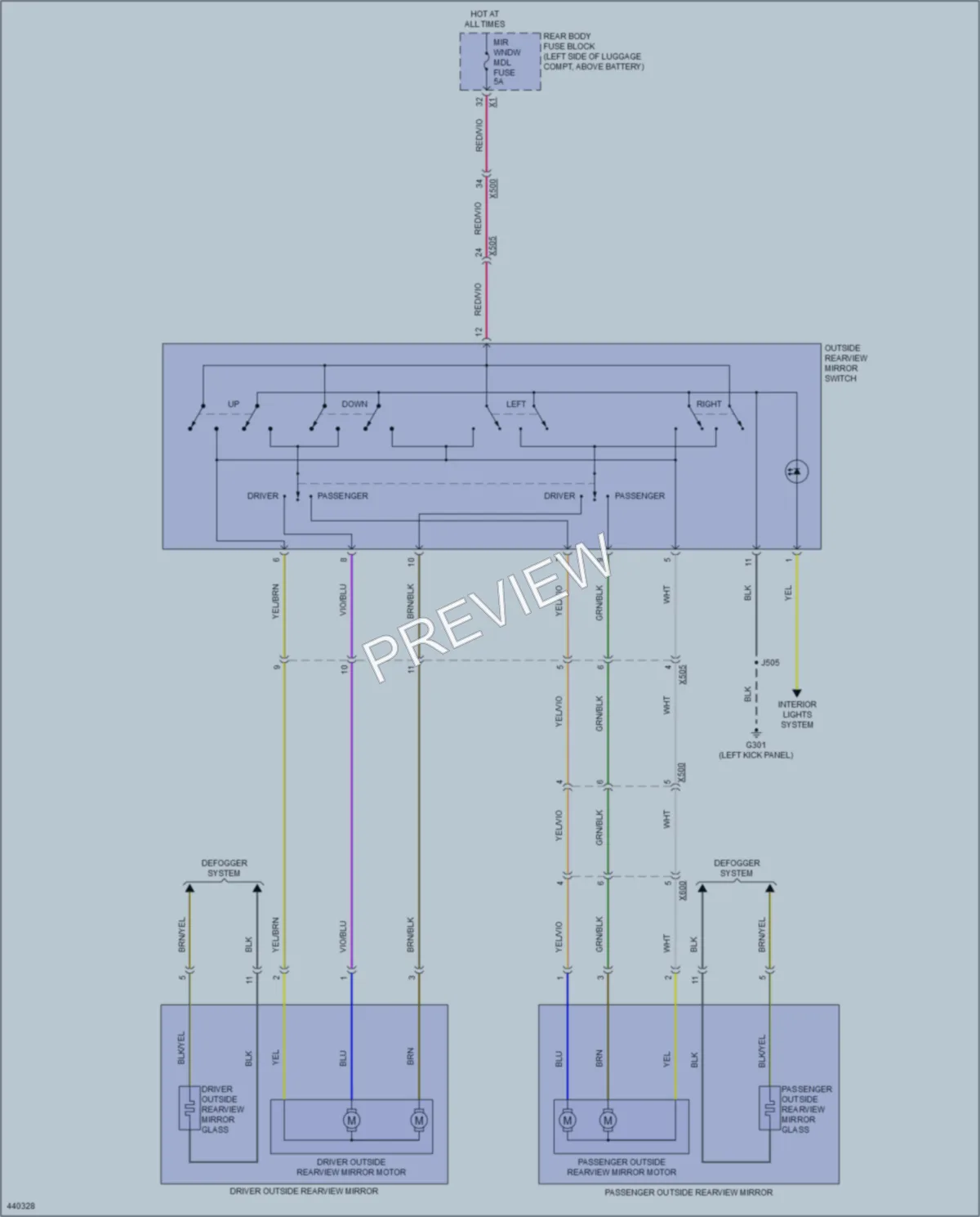 2015 Chevrolet CapricePPV Power Mirrors wiring diagram preview