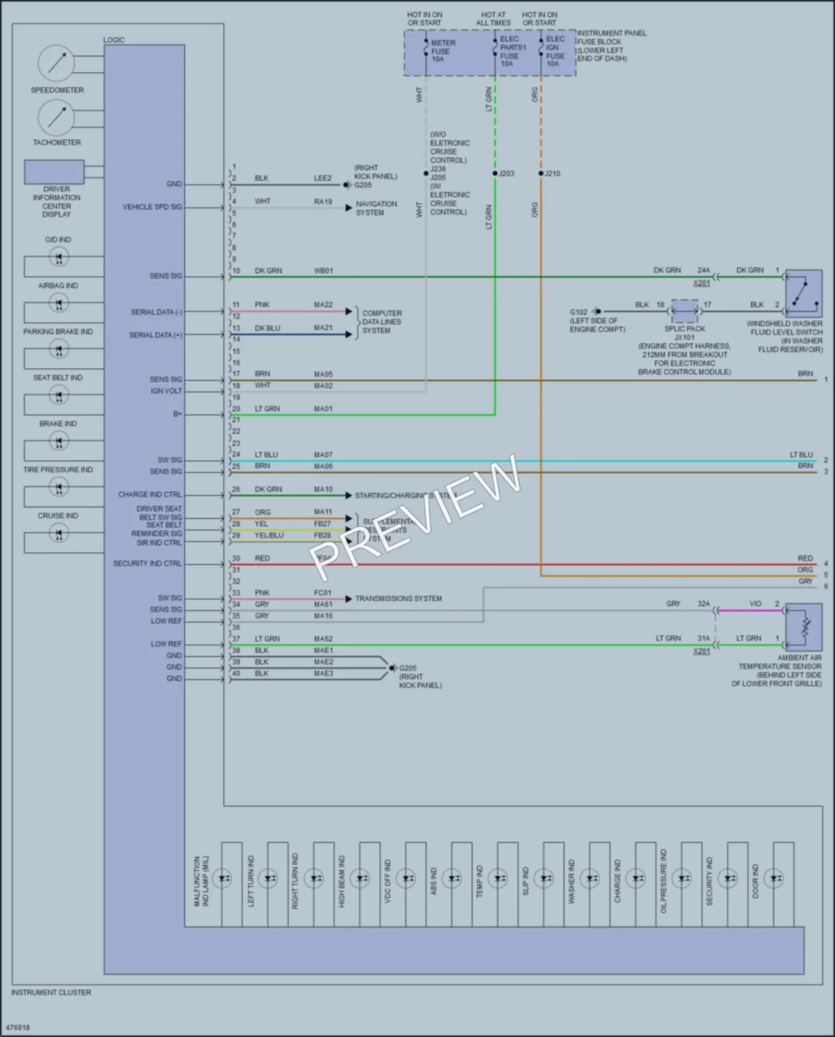 2015 Chevrolet CityExpress Instrument Cluster wiring diagram preview