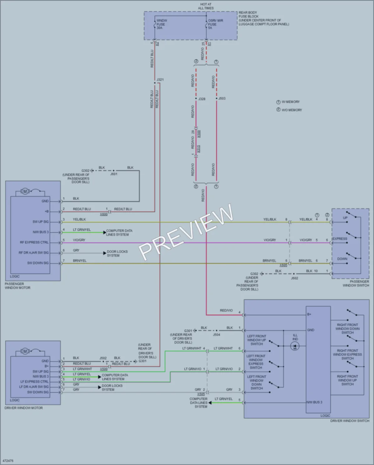 2015 Chevrolet CorvetteZ06 Power Windows wiring diagram preview
