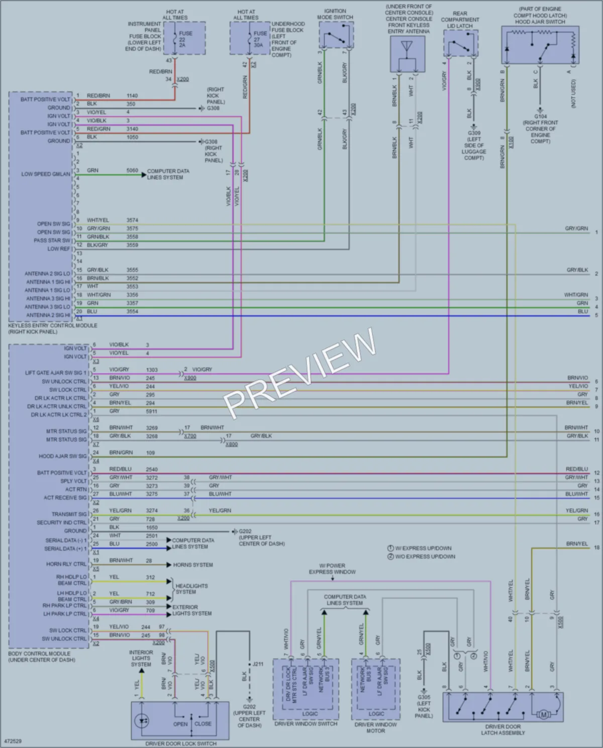 2015 Chevrolet Cruze Power Door Locks wiring diagram preview