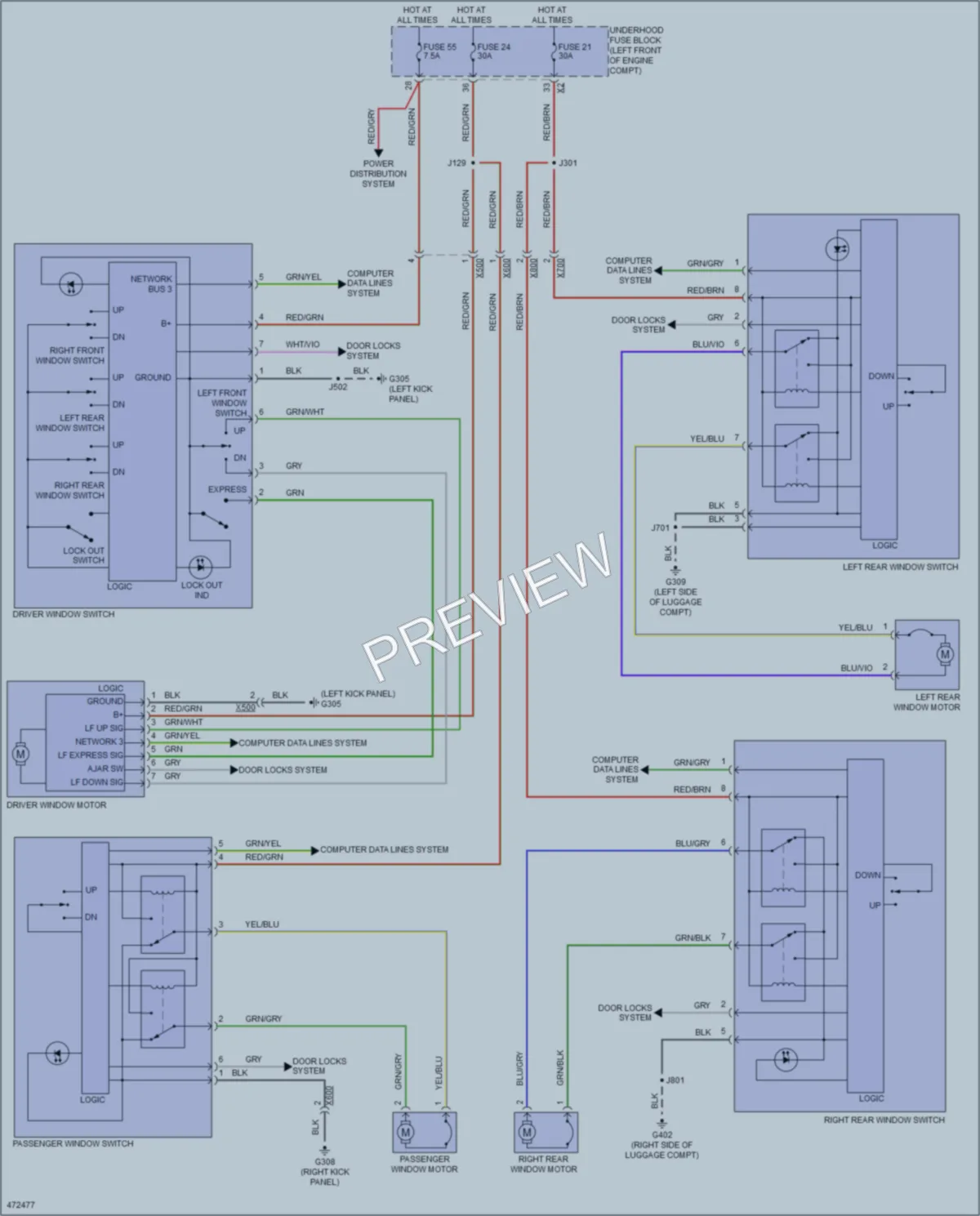 2015 Chevrolet Cruze Power Windows wiring diagram preview