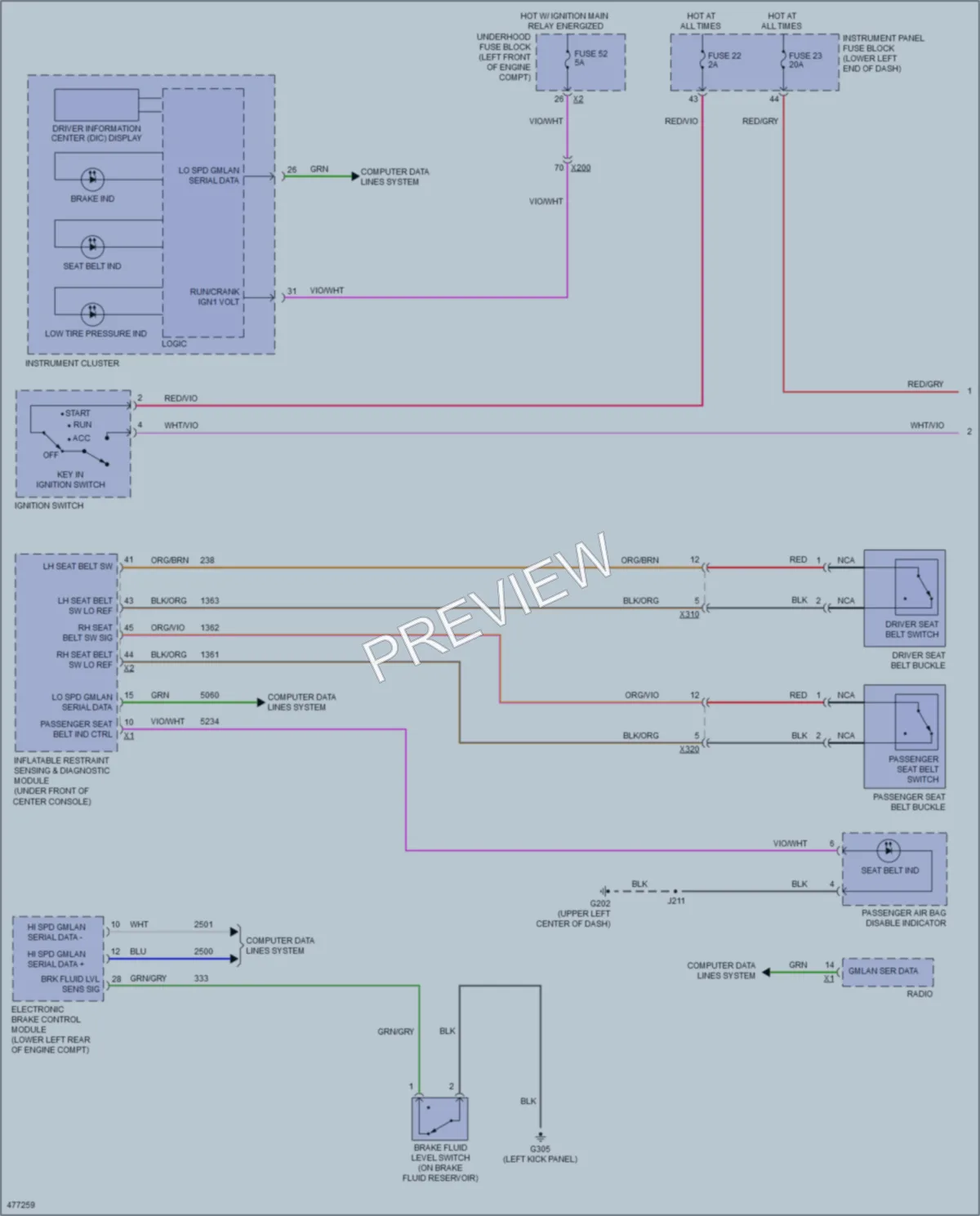 2015 Chevrolet Cruze Warning Systems wiring diagram preview
